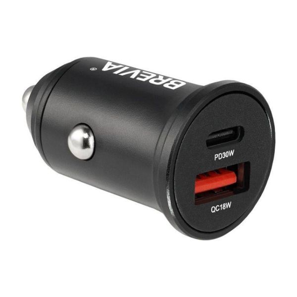 Зарядное устройство для авто Brevia ePower DualMetal 48Вт 1xUSB-C 1xUSB-A черный (46248CAB)