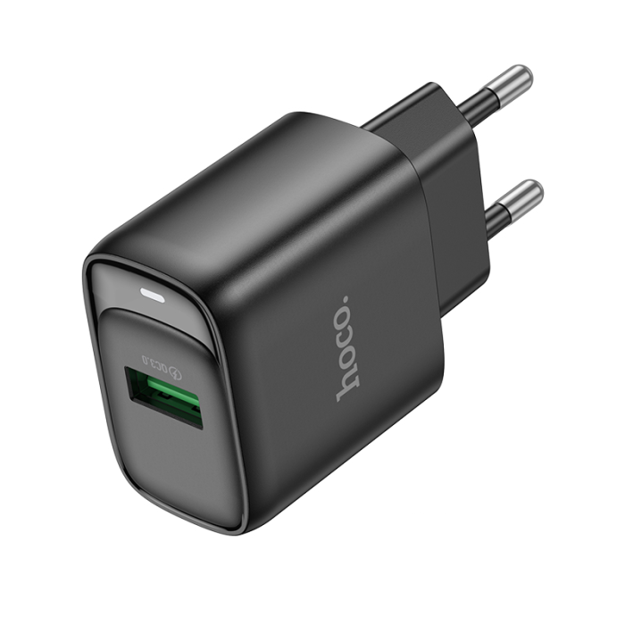 Мережевий зарядний пристрій HOCO C140A Smart single port QC3.0 charger(EU) Black (6942007627788)