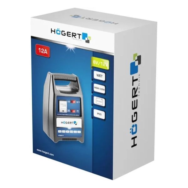 Зарядное устройство Hogert 6/12В 12А зарядка для аккумуляторов 20-200Ач (HT8G614)