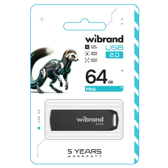 Флеш-накопичувач Wibrand USB 2.0 Mink 64Gb Black (WI2.0/MI64P4B)