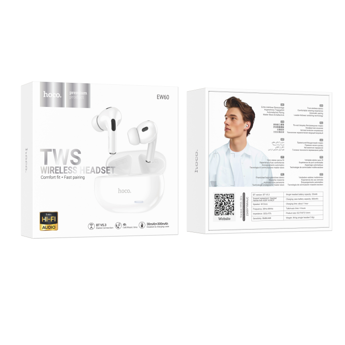 Бездротові навушники TWS HOCO EW60 Norman White (6942007613262)