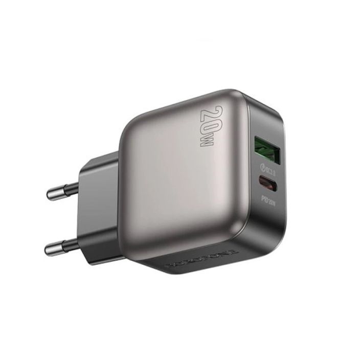 Мережевий зарядний пристрій з кабелем BOROFONE BAS54A Absolute PD20W+QC3.0 charger set (C to C) (EU) Black (6941991116223)