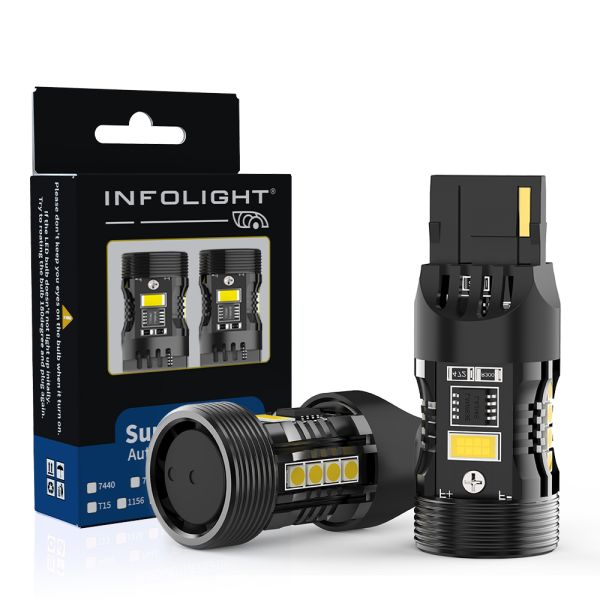 Комплект светодиодных ламп Infolight T20, 7440 (w21w) Canbus Amber