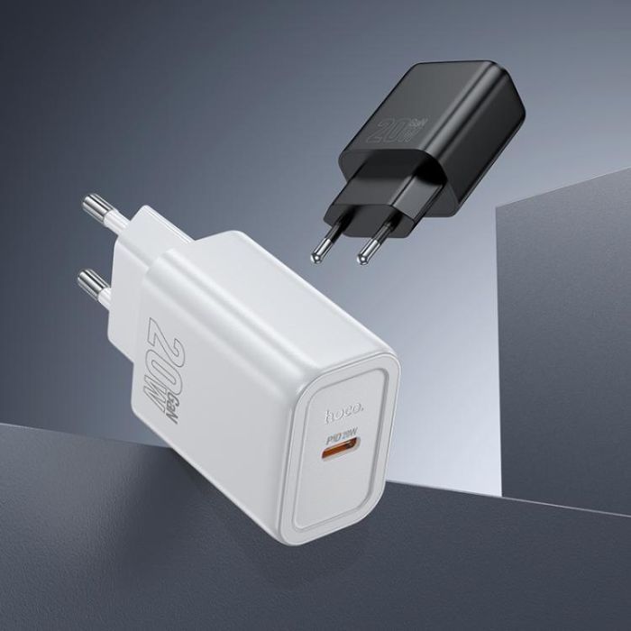 Мережевий зарядний пристрій HOCO N60 Gentle single port PD20W charger (EU) White (6942007644181)
