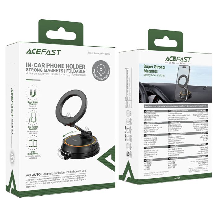 Автотримач для телефона ACEFAST D55 magnetic car holder for dashboard Black (6974316284338)