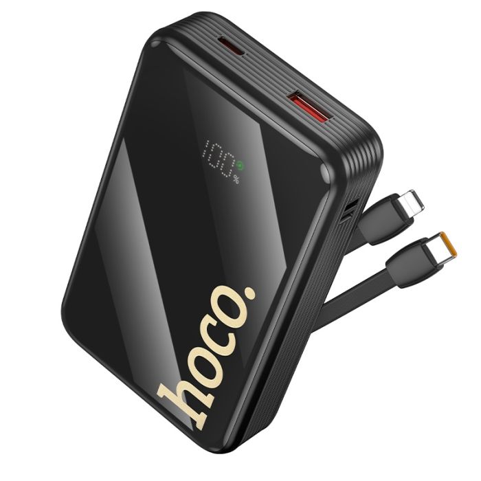 Зовнішній акумулятор HOCO Q37A Graceful 22.5W+PD20W power bank with two cables(20000mAh) Black (6942007644921)