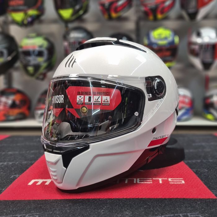 Мотошолом MT THUNDER 4 SV Solid Gloss White XL