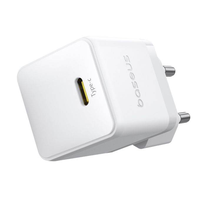 Мережевий зарядний пристрій Baseus Palm Fast Charger 1C 20W EU Moon White (with Baseus Mini White Cable USB-C to USB-C 60W (20V/3A) 1m Moon White) (P10111602213-01)