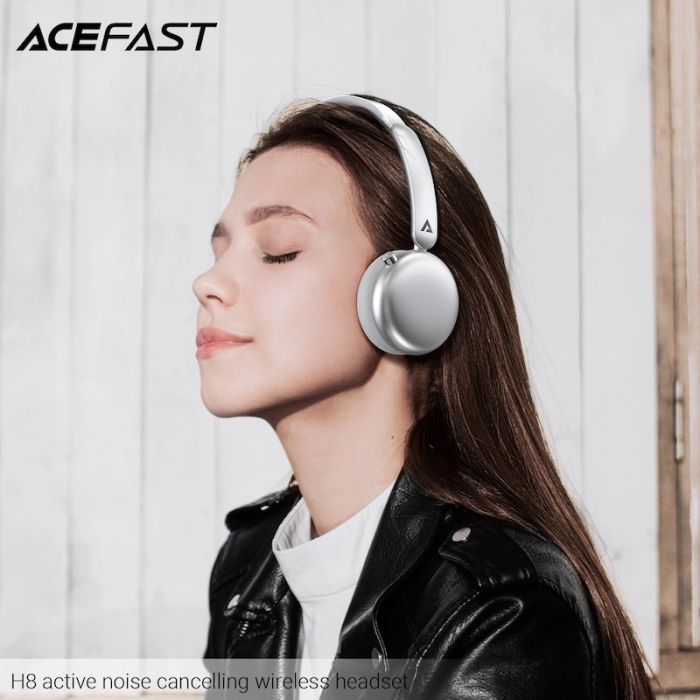 Бездротові накладні навушники ACEFAST H8 active noise cancelling wireless headset Silver (6974316284291)