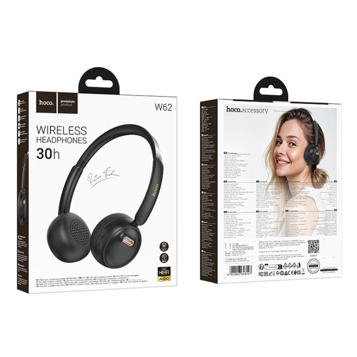 Бездротові накладні навушники HOCO W62 Verso retro BT headphones Black (6942007648127)