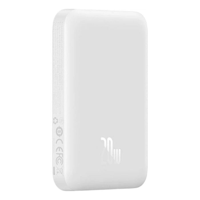 Зовнішній акумулятор Baseus Magnetic Mini Air Wireless Fast Charge Power Bank 6000mAh 20W Stellar White（With Simple Series Charging Cable Type-C to (P10059002223-00)