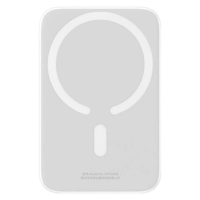 Зовнішній акумулятор Baseus Magnetic Mini Air Wireless Fast Charge Power Bank 6000mAh 20W Stellar White（With Simple Series Charging Cable Type-C to (P10059002223-00)