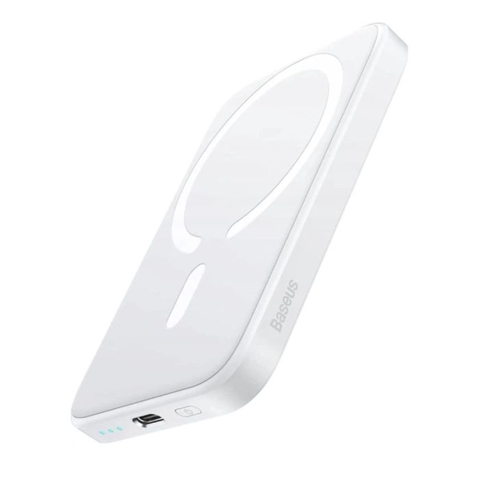 Зовнішній акумулятор Baseus Magnetic Mini Air Wireless Fast Charge Power Bank 6000mAh 20W Stellar White（With Simple Series Charging Cable Type-C to (P10059002223-00)