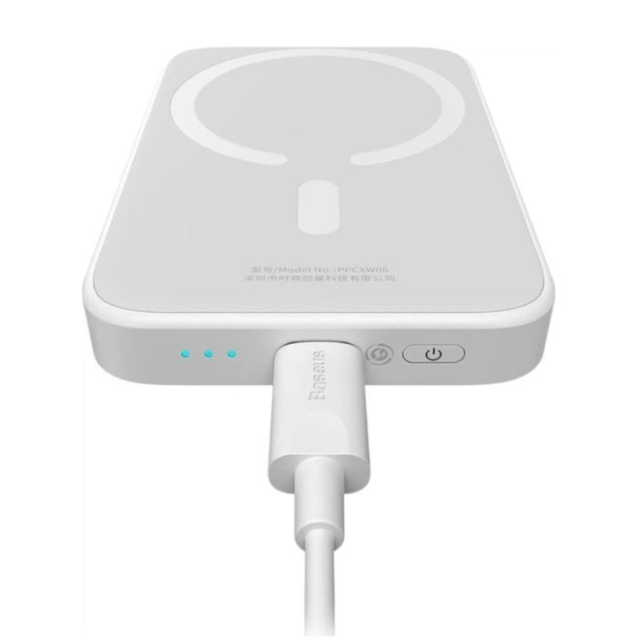 Зовнішній акумулятор Baseus Magnetic Mini Air Wireless Fast Charge Power Bank 6000mAh 20W Stellar White（With Simple Series Charging Cable Type-C to (P10059002223-00)