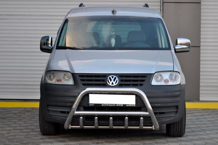 Кенгурятник WT003 (нержавейка) 60мм, с надписью для Volkswagen Caddy 2004-2010 гг