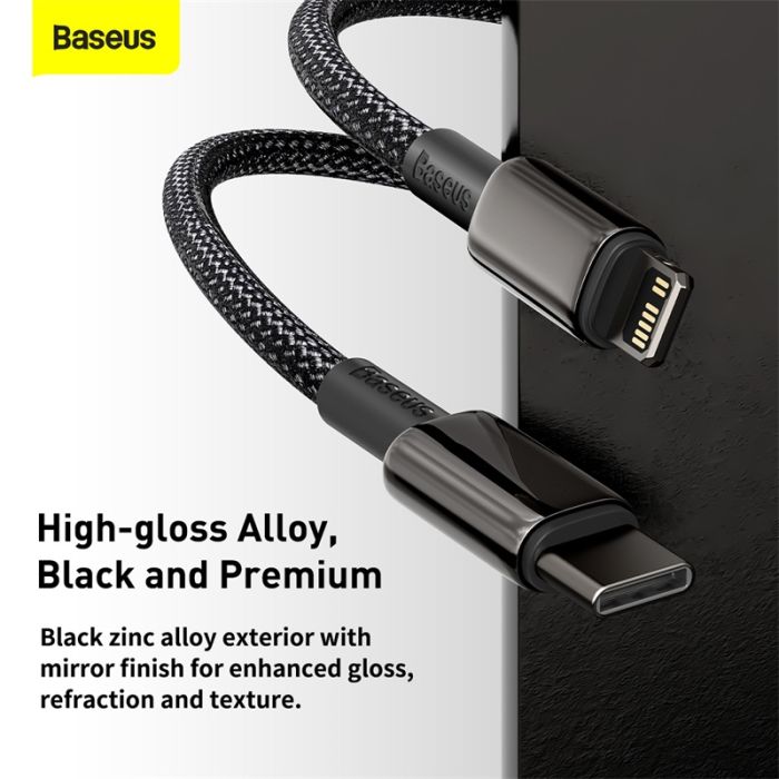 Кабель Baseus Tungsten Gold Fast Charging Data Cable Type-C to iP PD 20W 2m Black (CATLWJ-A01)