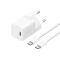 Мережевий зарядний пристрій з кабелем Baseus GaN5 Fast Charger(mini) 1C 30W EU Moon White(With: Fast Charging Data Cable Type-C) (P10110902213-00)