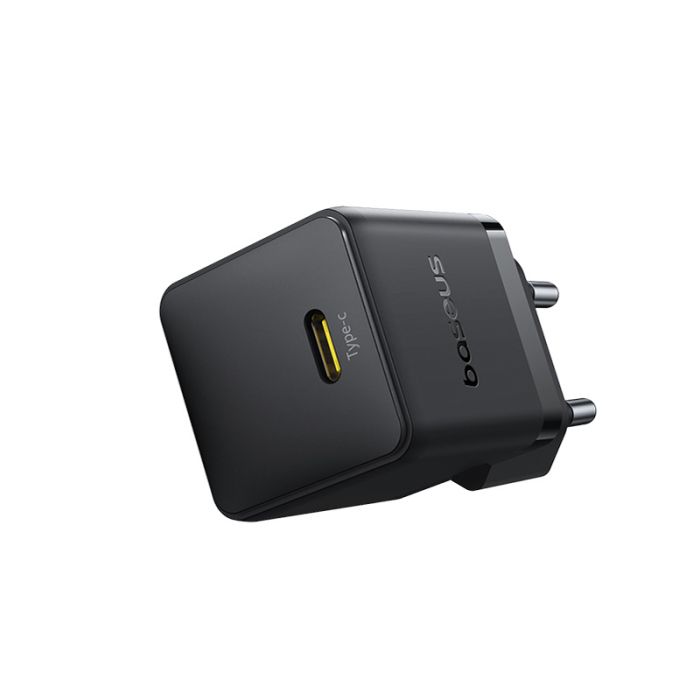 Мережевий зарядний пристрій з кабелем Baseus Palm Fast Charger 1C 30W EU Cluster Black(With: Baseus Mini White Cable C to C 60W(20V/3A) 1m (P10111605113-01)