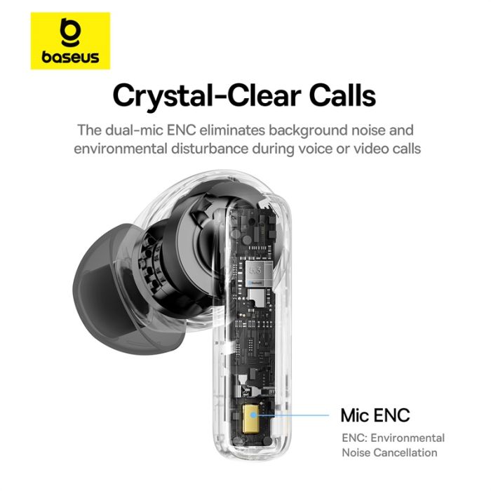 Бездротові навушники TWS Baseus Bowie E20, ENC, IPX5, Black (A00069700113-00)