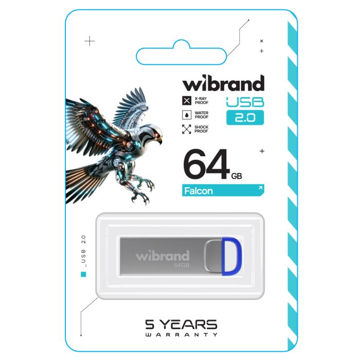 Флеш-накопичувач Wibrand USB 2.0 Falcon 64Gb Blue (WI2.0/FA64U7U)