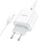 Мережевий зарядний пристрій з кабелем HOCO C105A Stage dual port PD20W+QC3.0 charger set (C to iP)(EU) White (6931474782939)
