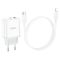 Мережевий зарядний пристрій з кабелем HOCO C105A Stage dual port PD20W+QC3.0 charger set (C to iP)(EU) White (6931474782939)