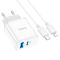 Мережевий зарядний пристрій з кабелем HOCO C105A Stage dual port PD20W+QC3.0 charger set (C to iP)(EU) White (6931474782939)