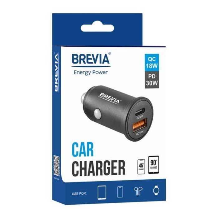 Зарядное устройство для авто Brevia ePower DualMetal 48Вт 1xUSB-C 1xUSB-A черный (46248CAB)