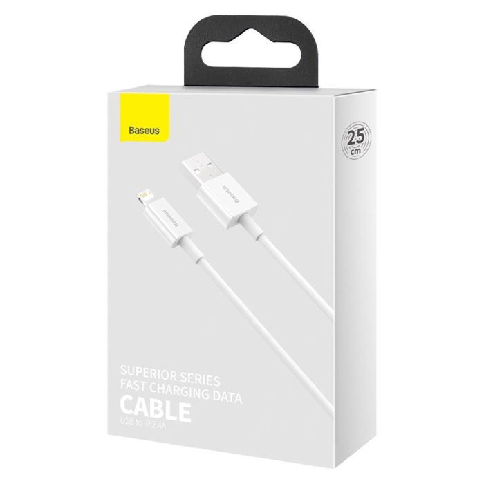 Кабель Baseus Superior Series Fast Charging Data Cable USB to iP 2.4A 0.25m White (CALYS-02)