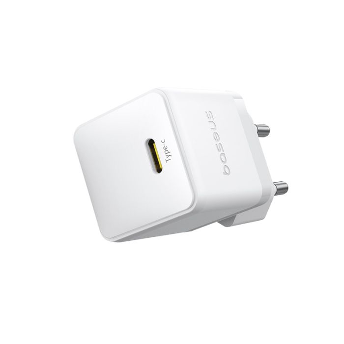 Мережевий зарядний пристрій з кабелем Baseus Palm Fast Charger 1C 30W EU Moon White(With:Baseus Mini White Cable C to C 60W(20V/3A) 1m Moon White) (P10111605213-01)
