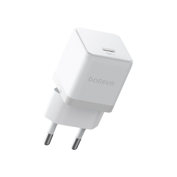 Мережевий зарядний пристрій з кабелем Baseus Palm Fast Charger 1C 30W EU Moon White(With:Baseus Mini White Cable C to C 60W(20V/3A) 1m Moon White) (P10111605213-01)