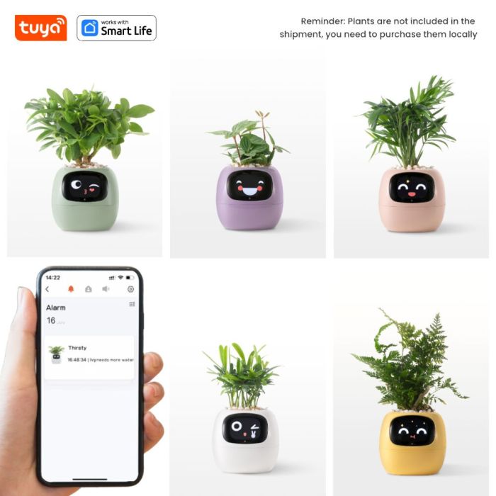 Інтерактивний розумний горщик для рослин Ivy Smart Planter Tuya AI, Yellow (ISPTAY)