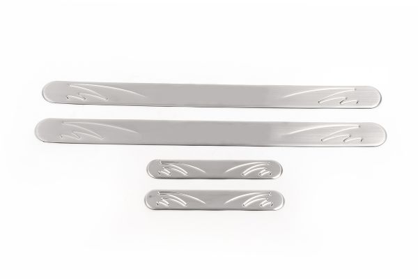 Накладки на пороги OmsaLine (4 шт, нержавейка) для Toyota Yaris 2010-2020 гг