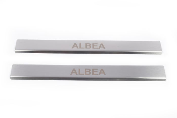 Накладки на дверные пороги Carmos из нержавеющей стали (2 шт.) для Fiat Albea 2002-2012 гг