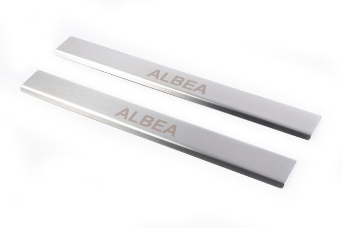 Накладки на дверные пороги Carmos из нержавеющей стали (2 шт.) для Fiat Albea 2002-2012 гг