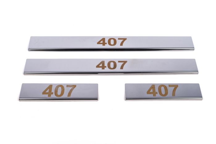 Накладки на пороги Carmos V1 нержавейка 4 шт для Peugeot 407 2004-2011 гг
