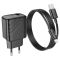 Мережевий зарядний пристрій з кабелем HOCO CS21A Rich single port QC3.0 charger set(Micro)(EU) Black (6942007609890)