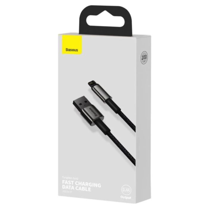 Кабель Baseus Tungsten Gold Fast Charging Data Cable USB to iP 2.4A 2m Black (CALWJ-A01)