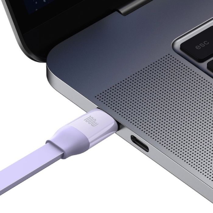 Кабель Baseus Bright Mirror 2 Series Retractable 3-in-1 Fast Charging  Data Cable Type-C to M+L+C 100W 1.1m Purple (CAMJ010205)