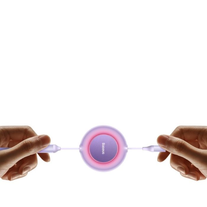 Кабель Baseus Bright Mirror 2 Series Retractable 3-in-1 Fast Charging  Data Cable Type-C to M+L+C 100W 1.1m Purple (CAMJ010205)