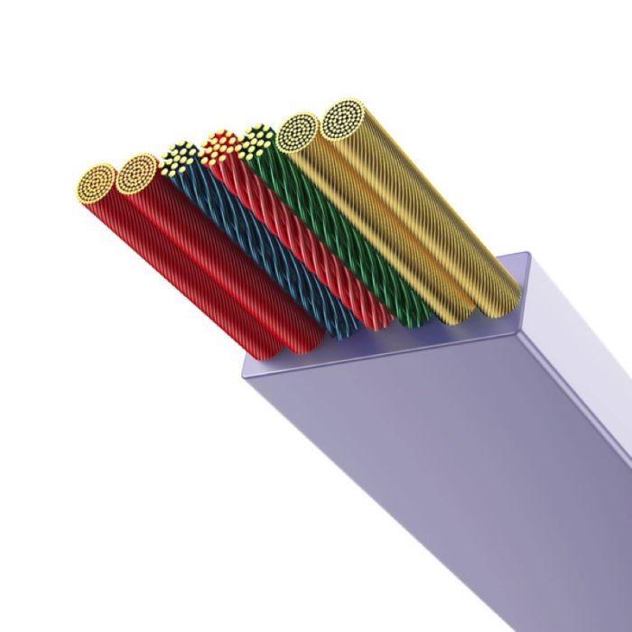 Кабель Baseus Bright Mirror 2 Series Retractable 3-in-1 Fast Charging  Data Cable Type-C to M+L+C 100W 1.1m Purple (CAMJ010205)