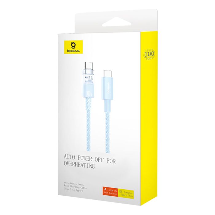 Кабель Baseus Explorer Series Fast Charging Cable with Smart Temperature Control Type-C to Type-C 100W 1m Galaxy Blue (P10319703311-00)