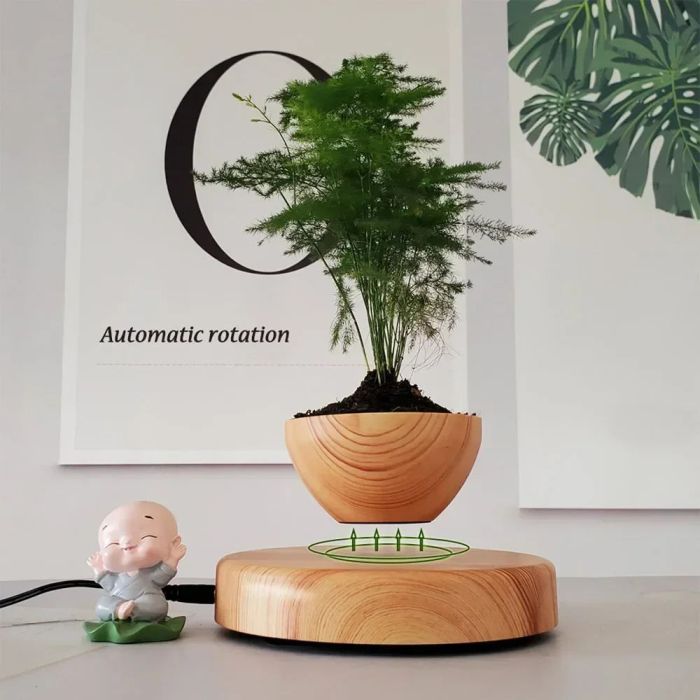 Магнітний левітаційний горщик для рослин HCNT Magnetic Levitating Pot M10-PS Wood Grain (SIM10-PS)