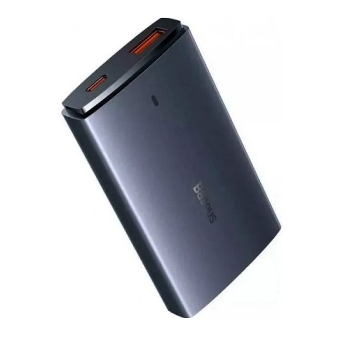 Мережевий зарядний пристрій з  кабелем Baseus GaN5 Pro Ultra-Slim Fast Charger C+U 65W Gray((With Mini White Cable C to C 100W(20V/5A) 1m Black) (CCGP150113)