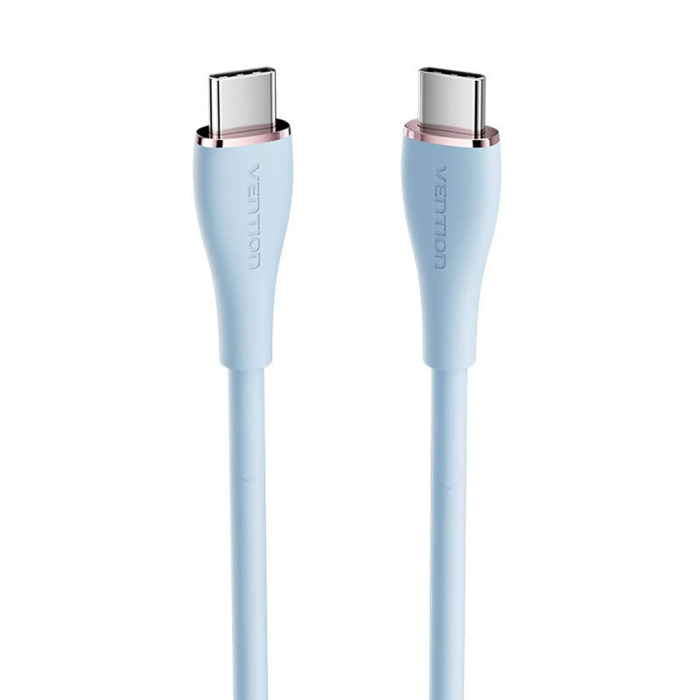Кабель Vention USB 2.0 C Male to C Male 5A Cable 1.5M Light Blue Silicone Type (TAWSG) (TAWSG)