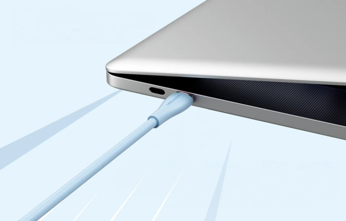 Кабель Vention USB 2.0 C Male to C Male 5A Cable 1.5M Light Blue Silicone Type (TAWSG) (TAWSG)