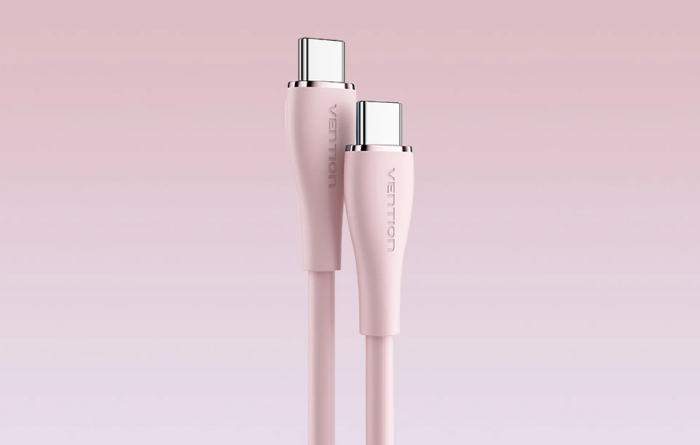 Кабель Vention USB 2.0 C Male to C Male 5A Cable 1M Pink Silicone Type (TAWPF) (TAWPF)