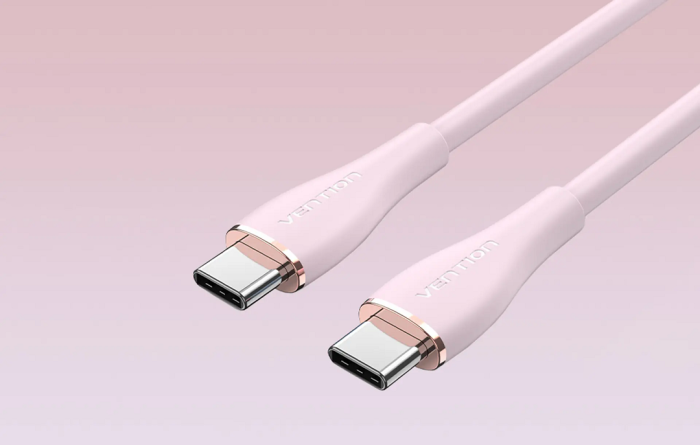 Кабель Vention USB 2.0 C Male to C Male 5A Cable 1M Pink Silicone Type (TAWPF) (TAWPF)