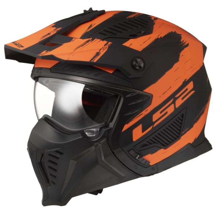 Мотошолом LS2 OF606 Drifter Mud Matt Black Orange M