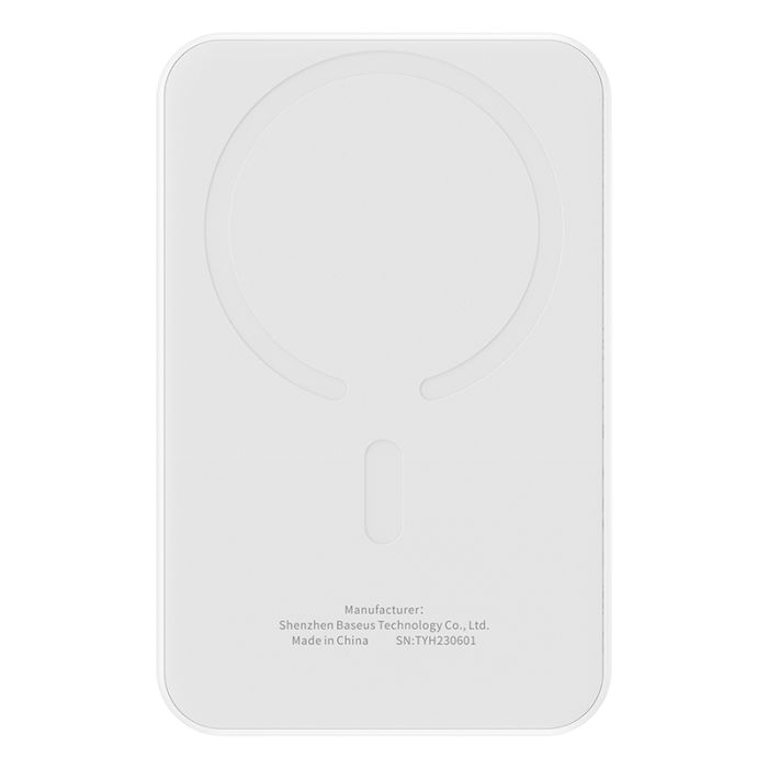 Зовнішній акумулятор Baseus Magnetic Mini Wireless Fast Charge Power Bank 5000mAh 20W Stellar White（With Simple Series Charging Cable Type-C to Typ (P10022107223-00)